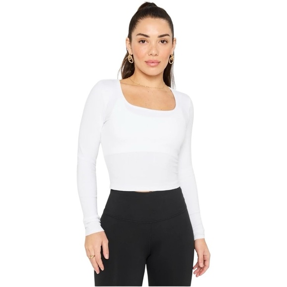 Fabletics Ribbed Square Neck Top Women’s XXL 1X NWT Long Sleeve White Stretchy - Picture 1 of 7